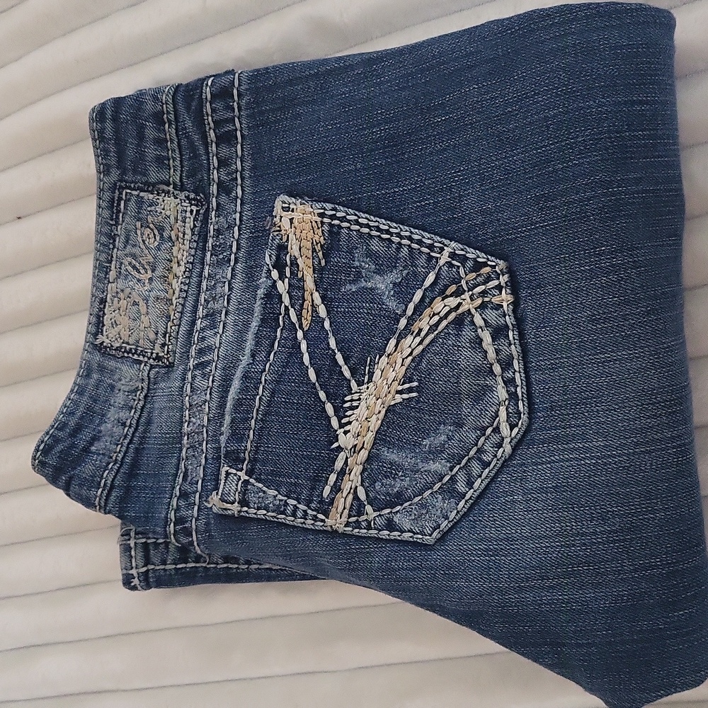 Silver Vintage Y2K TUESDAY BOOT CUT JEANS